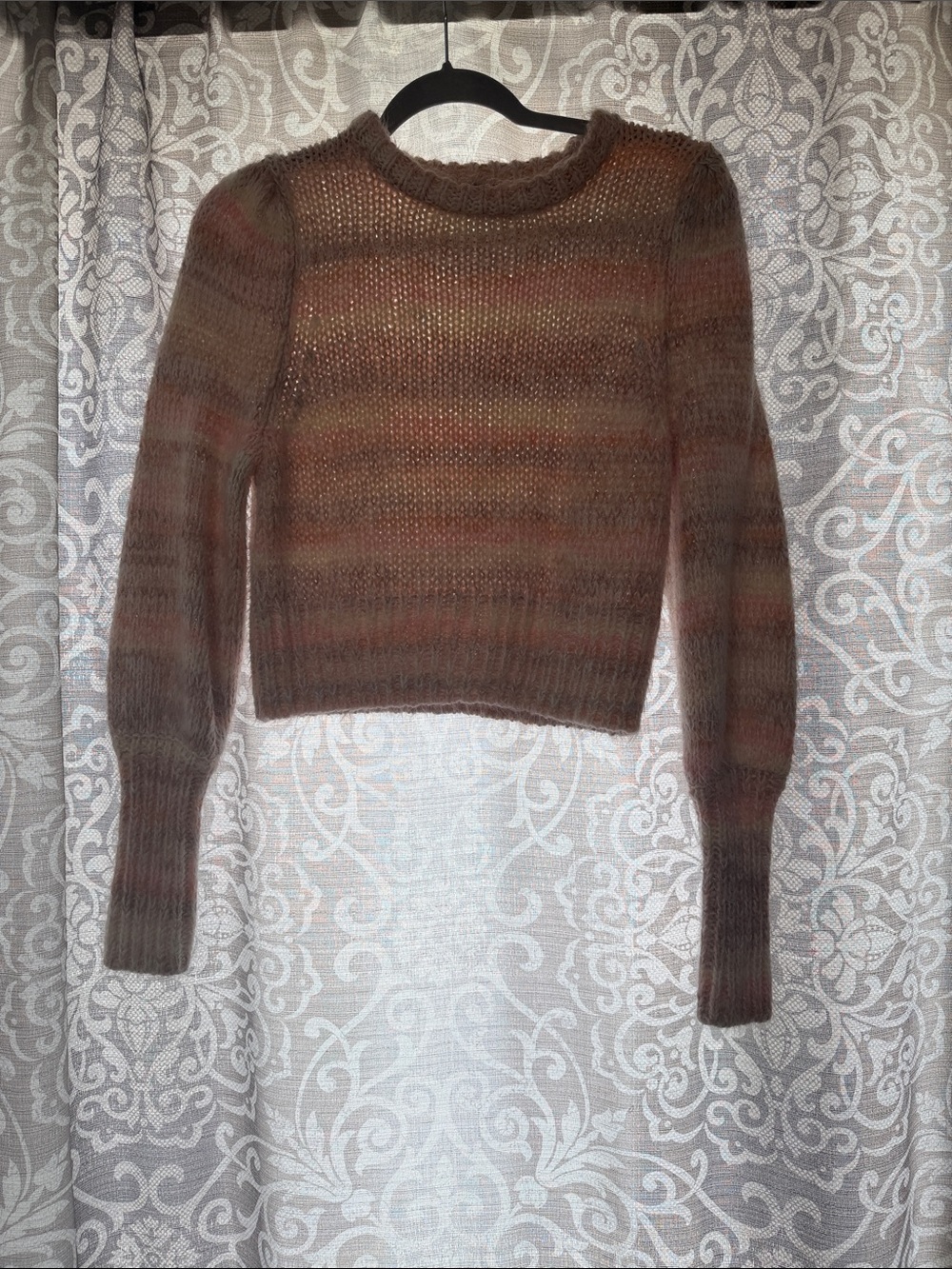 wild fable Fuzzy Striped Crewneck Sweater in Taupe Multi